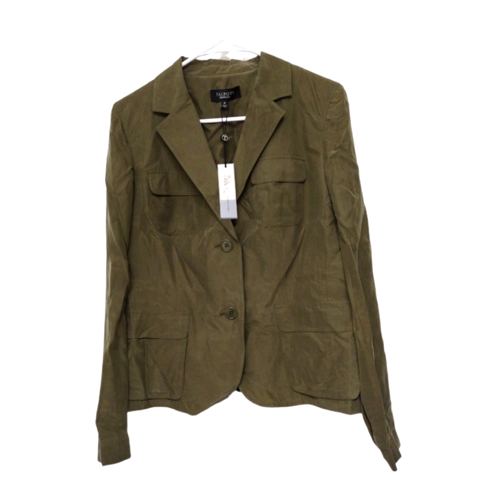 Talbots The Grace Fit Green Silk Blazer Size 10 NWT
